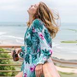 70s Vintage Floral Maxi Coverup Beach Pool Robe