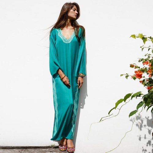 Side Split Embroidered Loose Beach Dress