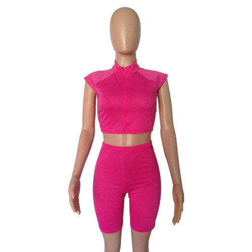 Sleeveless Solid Color Two Piece Sets