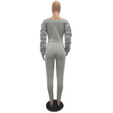 Slash Neck Thickened Space Sleeve Jumpsuit