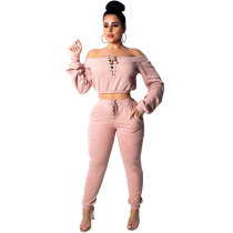 Fashion Off Shoulder Crop Top And Pants