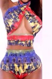 Two Piece High-waisted Multicolor Halter Bikini Lingerie L32511