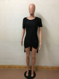 Short Sleeve Split Long Shirt Dress