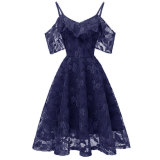 Women's Spaghetti Straps Lace Sleeveless A-Line Dress