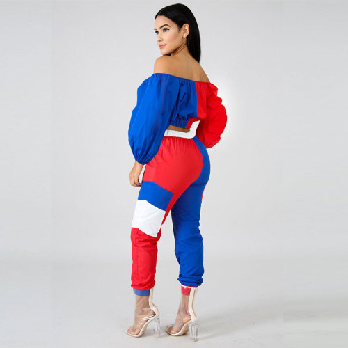 Fashion Patchwork Multicolor Two-piece Pants Set