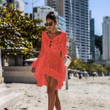 Hollow Out Knit Flared Sleeve Beach Blouse