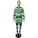 Casual Stitching Printed Sports Two Piece Outfits