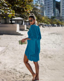 Hollow Out Knit Flared Sleeve Beach Blouse