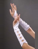White Hollowed-out Satin Gloves TY023-1