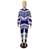 Casual Stitching Printed Sports Two Piece Outfits