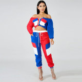 Fashion Patchwork Multicolor Two-piece Pants Set