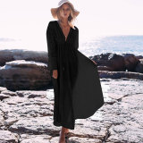 Lace Drawstring Lace-up Flowy Tassel Las Vegas Bohemian Maxi Dress