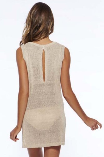 Apricot Sexy Summer Keyhole Beachwear with Slit L38210-2