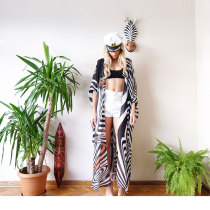 Zebra Print Chiffon Loose Beach Cardigan