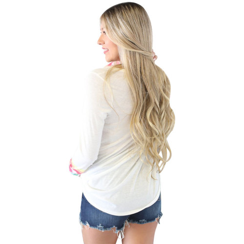 Rainbow Striped Cotton V-neck Top