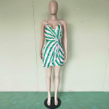 Casual Printed Strap Mini Dress