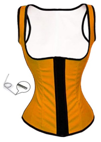 Plus Size Latex Steel Boned Corset L42637-4 Yellow