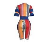 Colorful Strippes Crop Top and Mid Pants