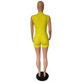 Casual Sleeveless Hot Brick Romper