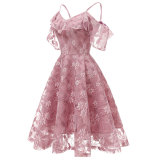 Women's Spaghetti Straps Lace Sleeveless A-Line Dress