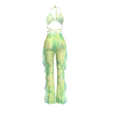 Casual Printed Mesh Two-piece Set with Panties