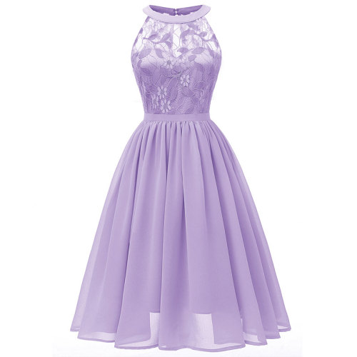Women's Vintage Floral Lace Round Collar Dress