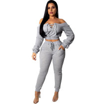 Fashion Off Shoulder Crop Top And Pants