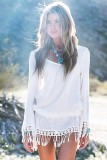 Chic Boho Tassel Hem Beach Mini Dress L38263