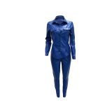 PU Leather Cardigan Sports Set