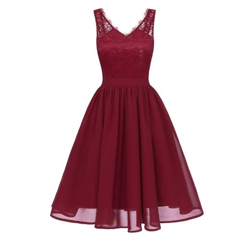 Lace Upper Backless Sleeveless Skater Dress