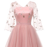 Lace Embroidered Bell Sleeve Tutu Cocktail Dress