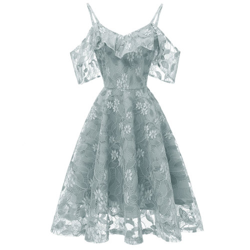 Women's Spaghetti Straps Lace Sleeveless A-Line Dress