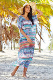 Multi Zig Zag Print Maxi Kaftan L51299