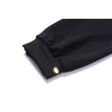 Striped Splice Wrist Sleeve Office Lady Midi Dress