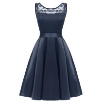Lace Sleeveless Dovetail Bridesmaid Dress With Bow