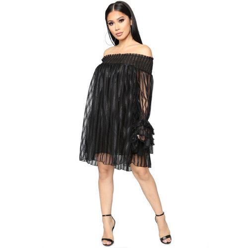 Boogie Nights Off Shoulder Dress - Black