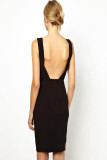 Solace London Conquest Deep V Neck Backless Zipper Pencil Dress