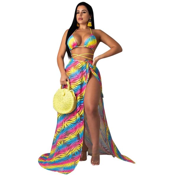 Chiffon Bikini Set with Cloak Three Piece Set
