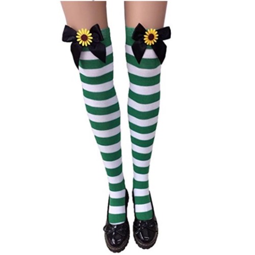 Ladies Nylon Christmas Halloween Schoolgirl Striped Tights Stocking