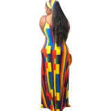 Spaghetti Straps Tie Dye Maxi Dress