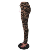 Leesa Camo Destroyed Denim Jeans