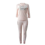 Letter Printing Patchwork Two Pieces Suit