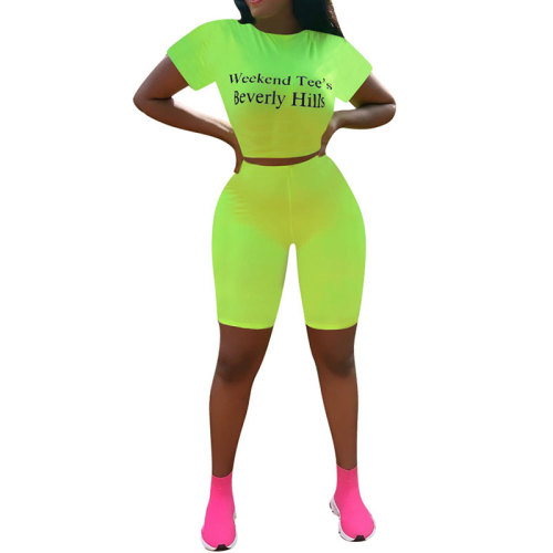 Casual Letter Two-piece Shorts Set