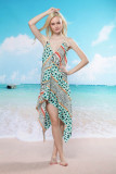 Zebra Leopard Beach Cover-up Green and White L3751-2