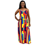 Spaghetti Strap Multi Color Maxi Dress