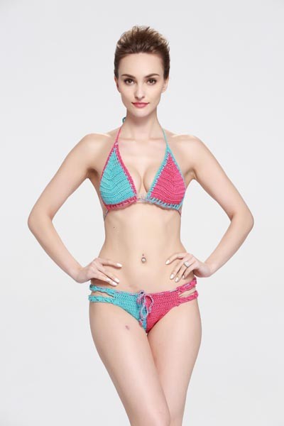Double Color Handmade Crochet Bikini Swimsuit L32580