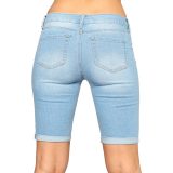 Washing Out Blue Ripped Holes Jean Shorts