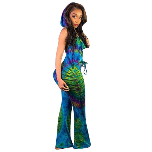 Print Slim Lace-Up African Fashion Jumpsuit