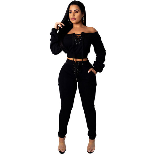Fashion Off Shoulder Crop Top And Pants