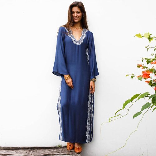 Side Split Embroidered Loose Beach Dress